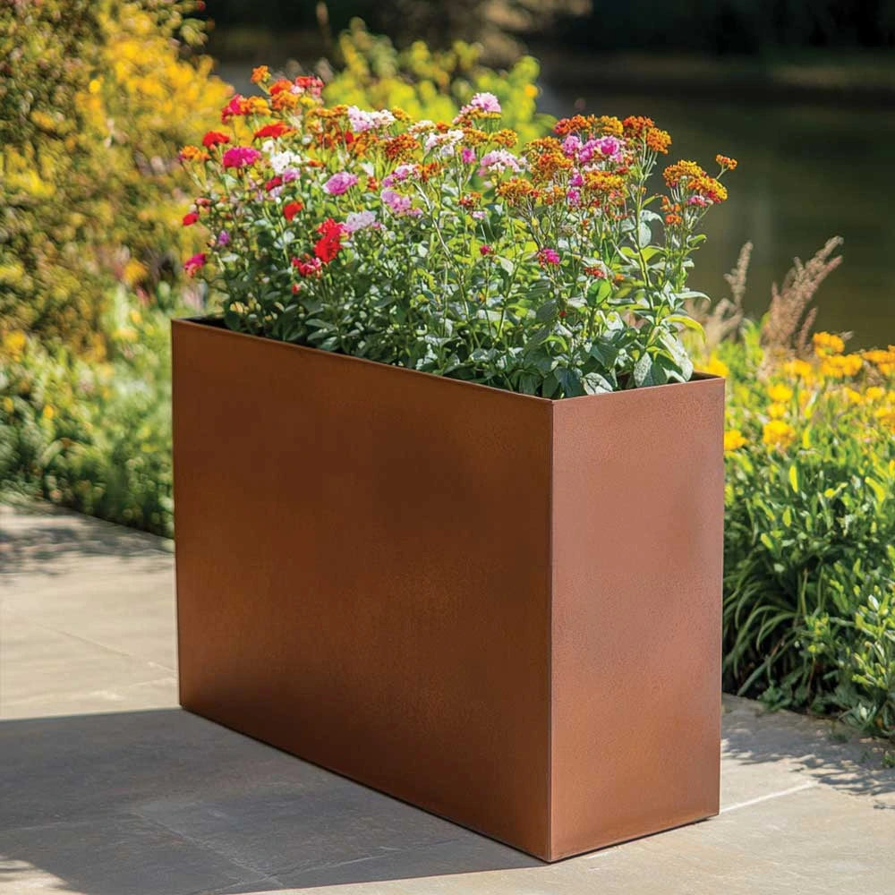 80cm plant pot 80cm Long Zinc Galvanised Copper 60cm Tall Trough Planter – Woven Wood