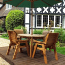 Dine in style with a luxurious Patio Dining Set, featuring hand-crafted teak furniture, plush cushions, and a Garden Parasol for shade.