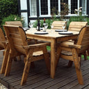 garden dining set with grey sun parasol wooden Woven Wood