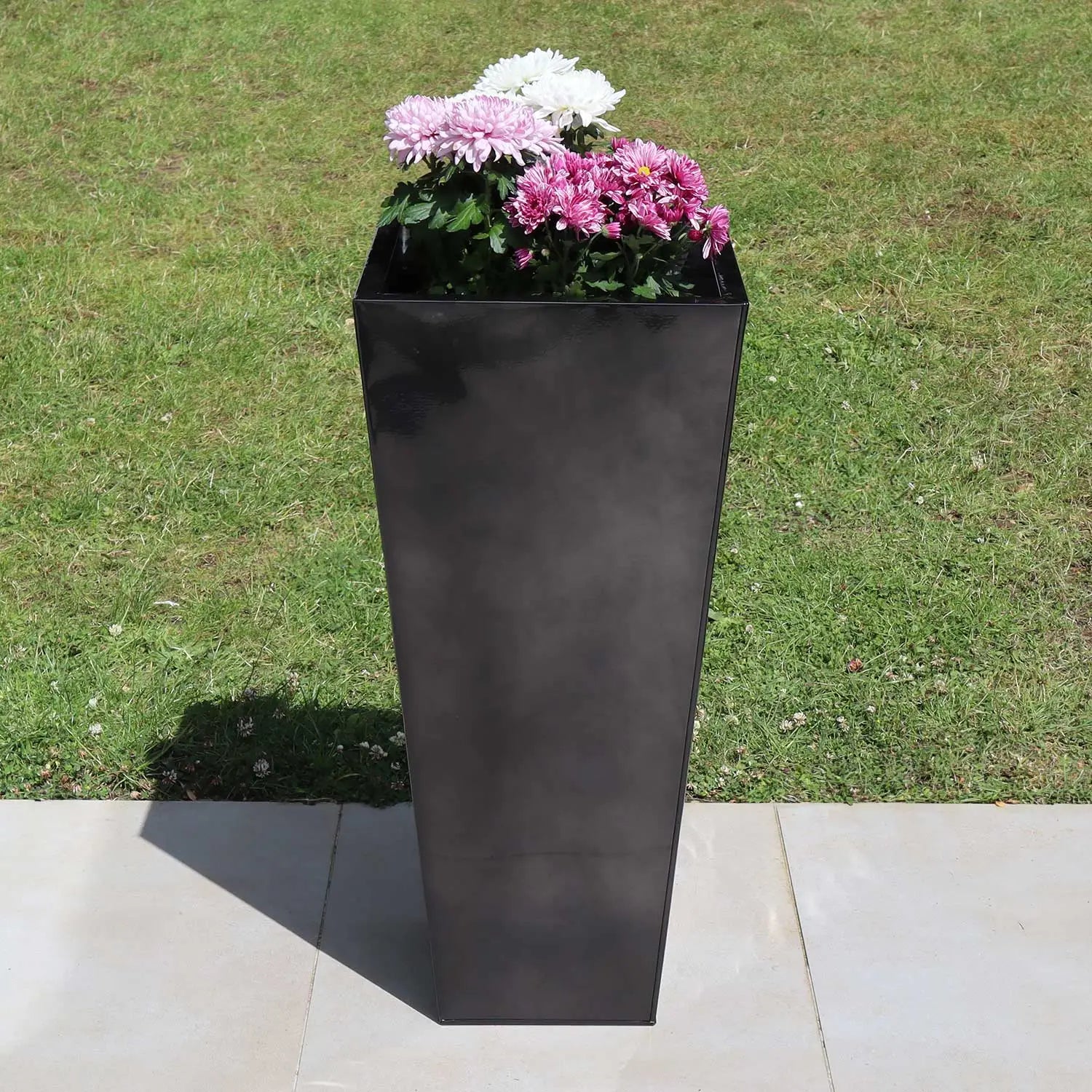 90cm Zinc Platinum Black Tall Tapered Tree Planter