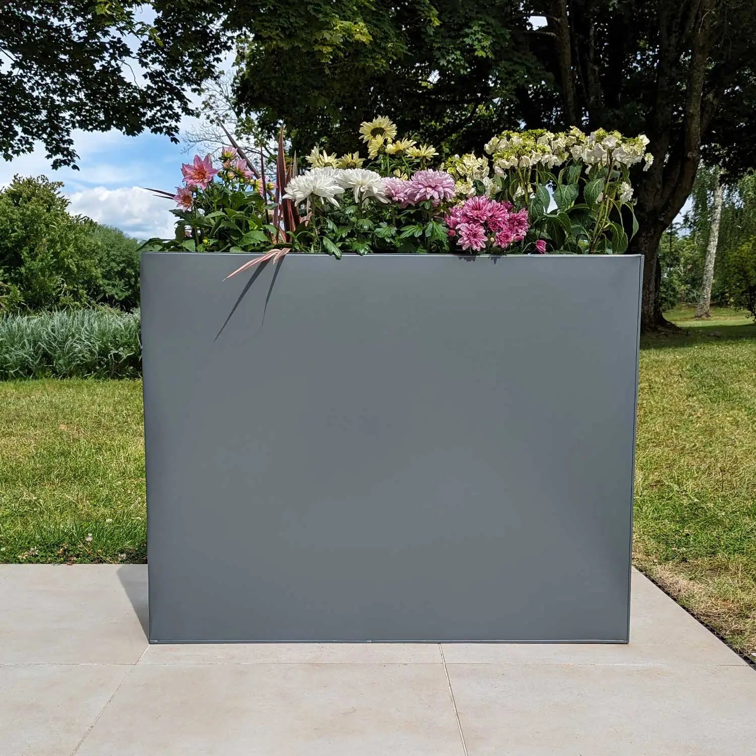 120cm Long Zinc Matte Grey 100cm Tall Trough Planter