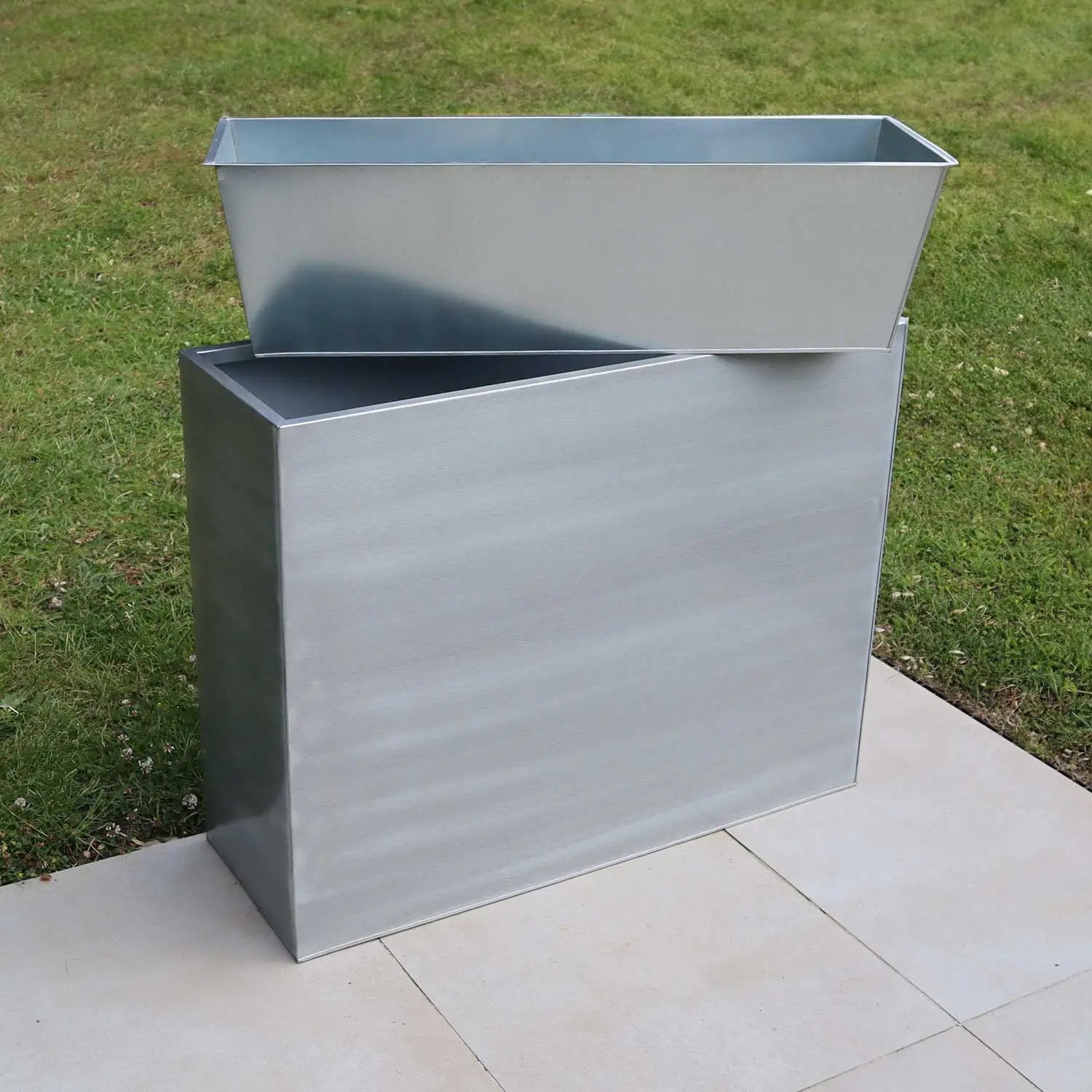 100cm Long Zinc Silver Galvanised 80cm Tall Trough Planter