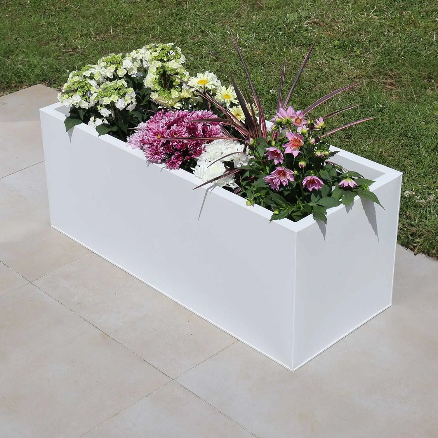 75cm Zinc Galvanised Matte White Trough Planter