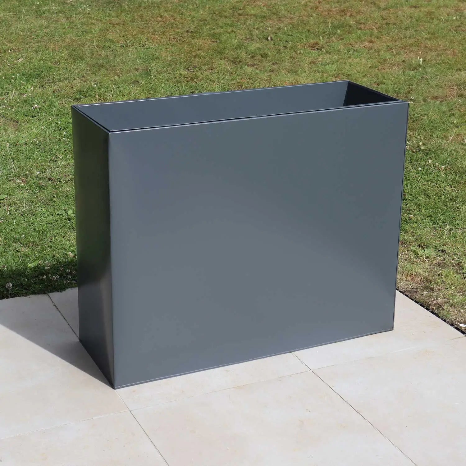 100cm Long Zinc Matte Grey 80cm Tall Trough Planter