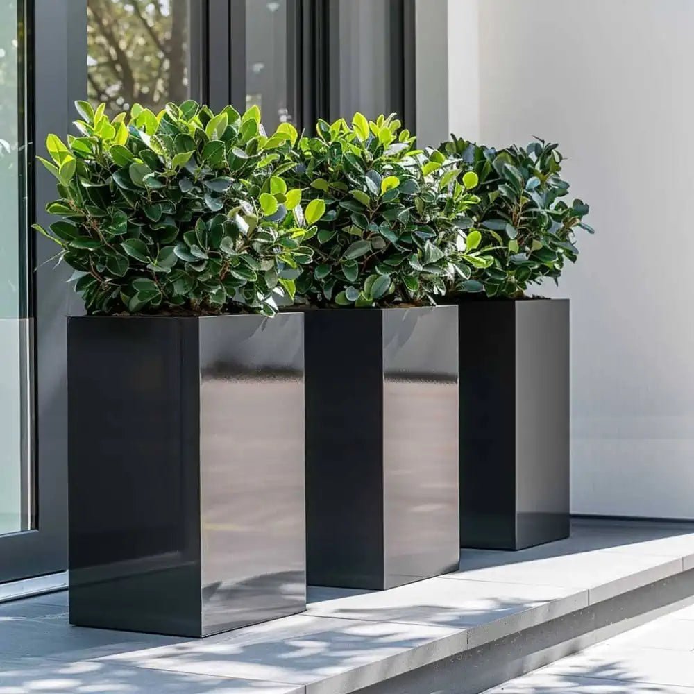 100cm Zinc Platinum Black Tall Square Planter