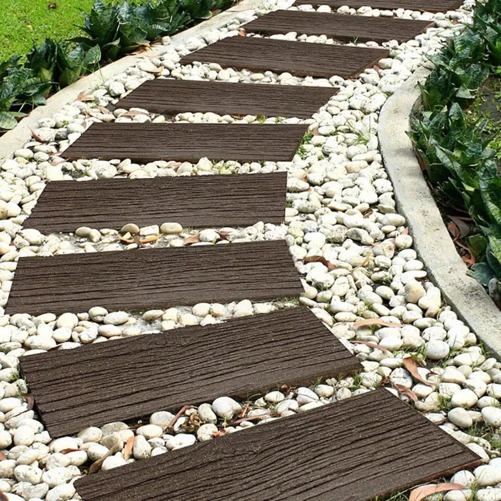 Outdoor stepping stone garden path made from recycled rubber