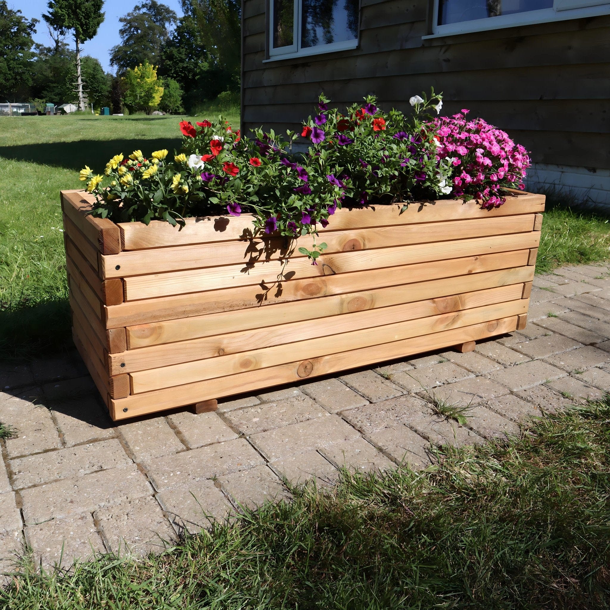Wooden Flower Boxes, Wooden Plant Stand, Wooden Trough 1.2m long by Woven Wood