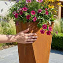 75cm Geometric Tall Square Corten Steel Planter with Feet