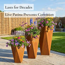 75cm Geometric Tall Square Corten Steel Planter with Feet