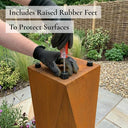 75cm Geometric Tall Square Corten Steel Planter with Feet