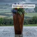 75cm Geometric Tall Square Corten Steel Planter with Feet