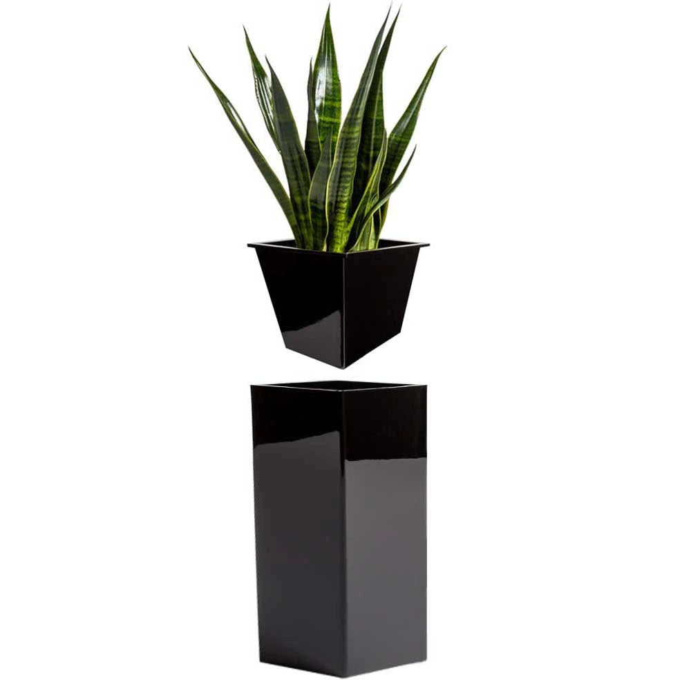 40cm Zinc Galvanised Polished Black Insert