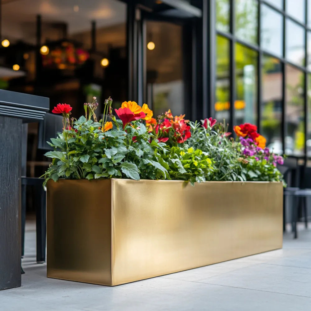 75cm Zinc Galvanised Gold Trough Planter