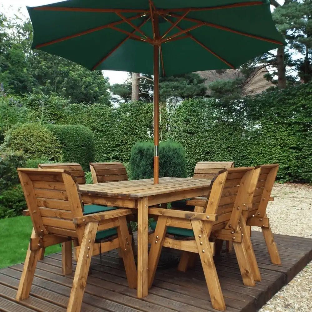 Garden dining set with parasol by Woven Wood