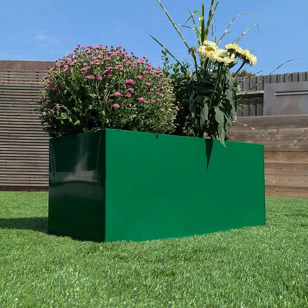 75cm Zinc Galvanised Green Trough Planter