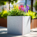 Zinc Galvanised Stone Effect Square Planter