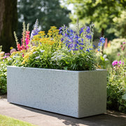 100cm Zinc Galvanised Grey Stone Textured Trough Planter