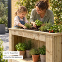 Grow With Me wooden planter - in use