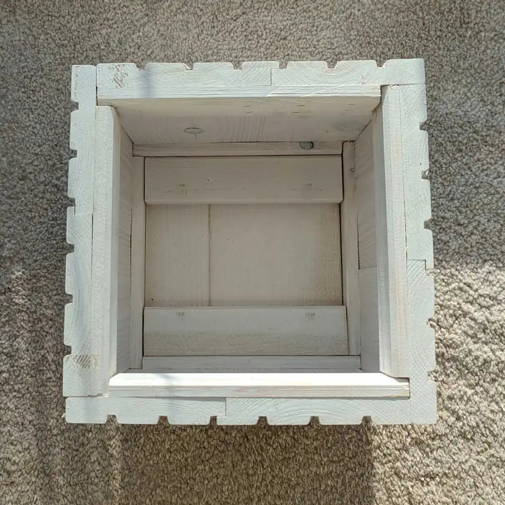 25cm Cube Wooden Windowsill Planter - With Insert - White