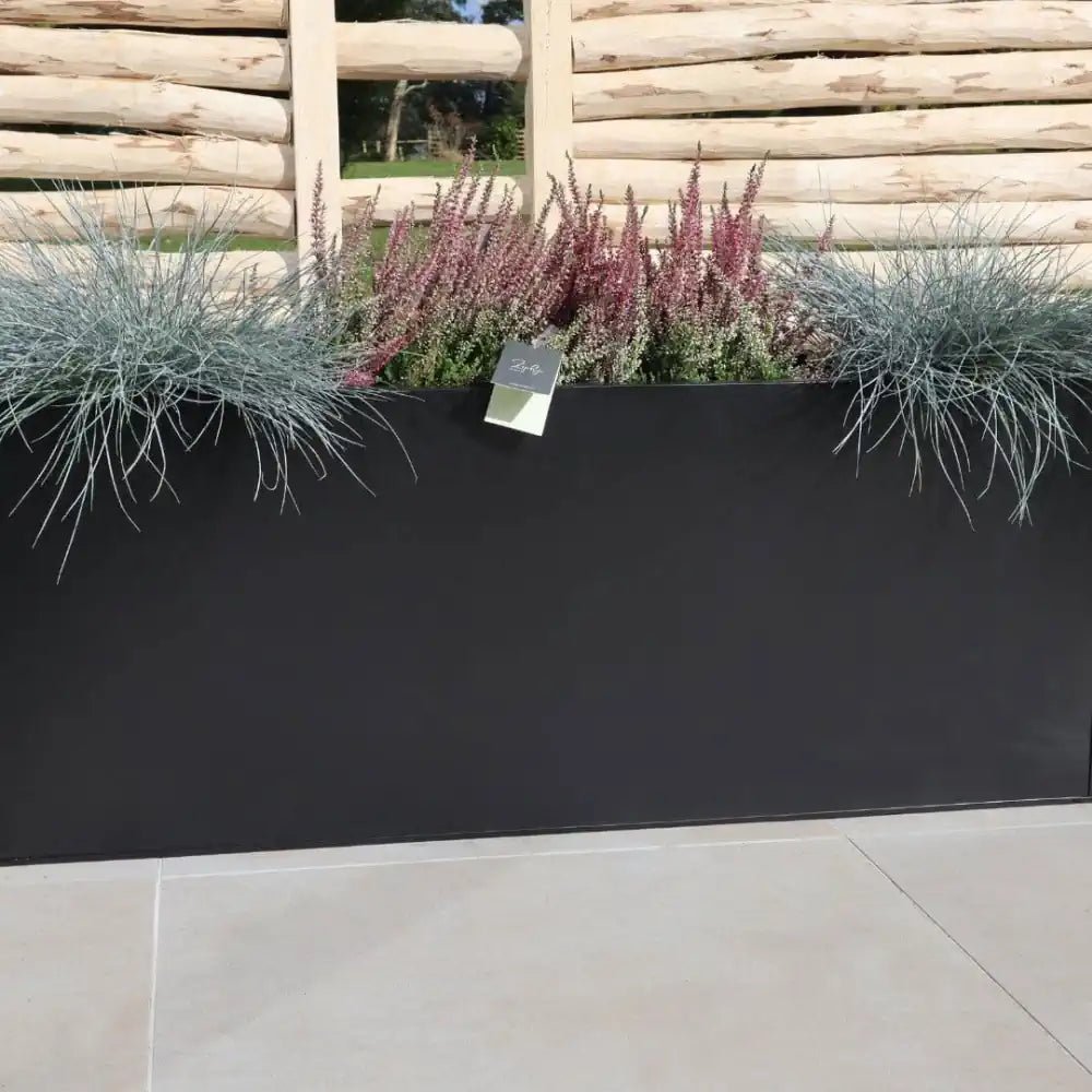 Premium handwoven matte black trough planter