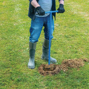 how put hazel hurdles digging hole into the ground using auger Woven Wood