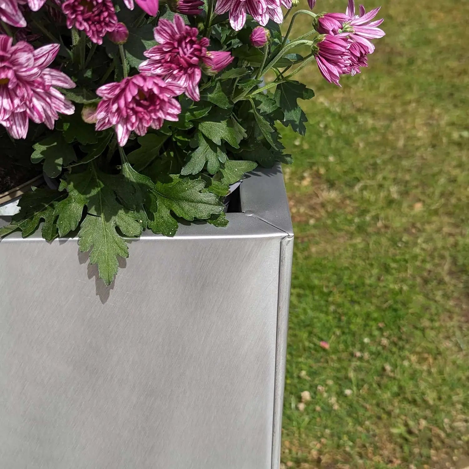 100cm Zinc Silver Tall Square Planter