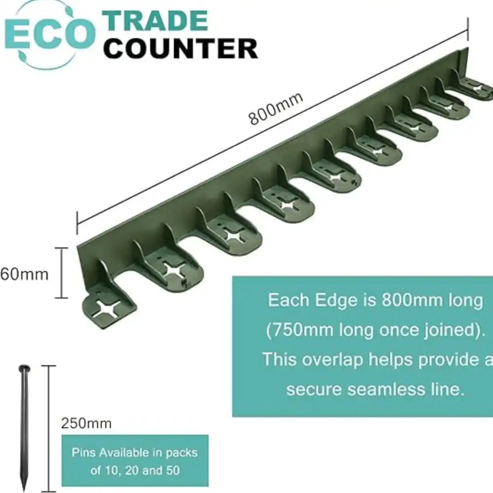 Flexible Garden Edging in Black - 60mm by EcoGrid - Includes 4 Pins/Piece