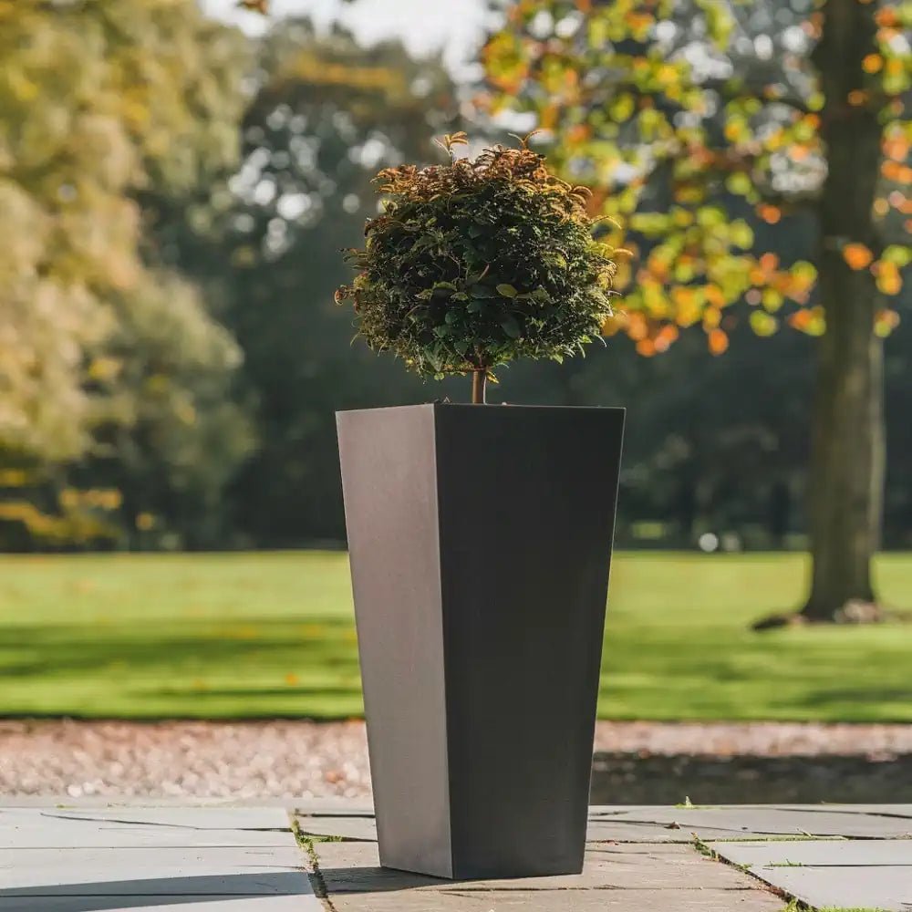 70cm Zinc Matte Grey Tall Flared Tapered Square Planter