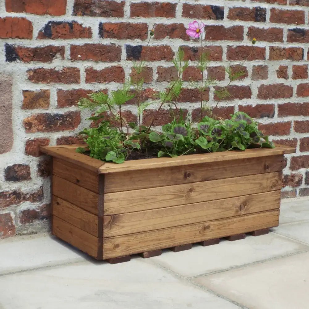 80cm Redwood Trough Large outdoor garden plant container by Woven Wood