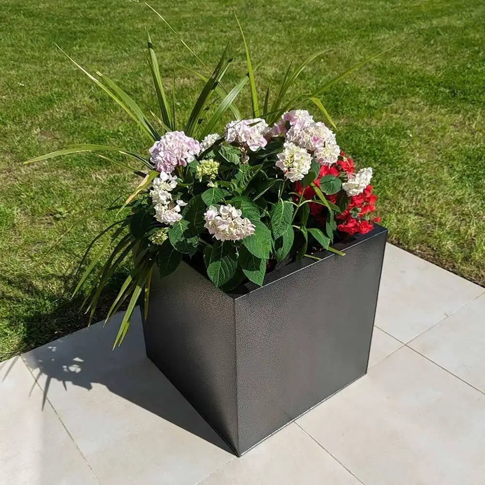 Trough garden planters providing space-efficient gardening solutions.