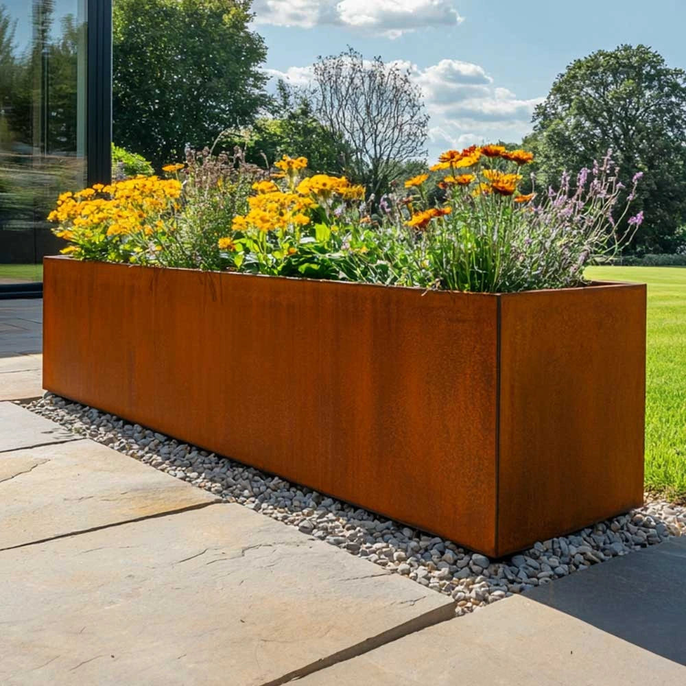 150cm Corten Steel Trough Planter - Pre-Rusted