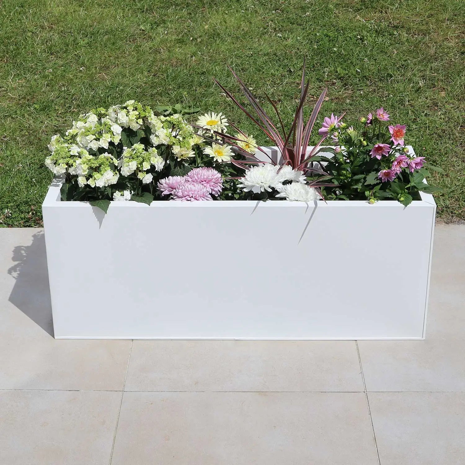 75cm Zinc Galvanised Matte White Trough Planter