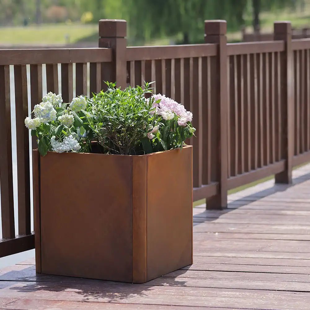 Corten Steel Cube Planter