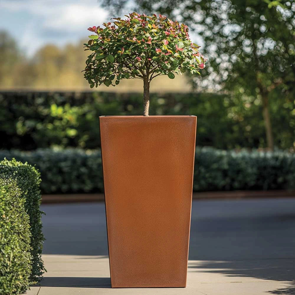 90cm Zinc Galvanised Copper Finish Tall Tapered Square Planter