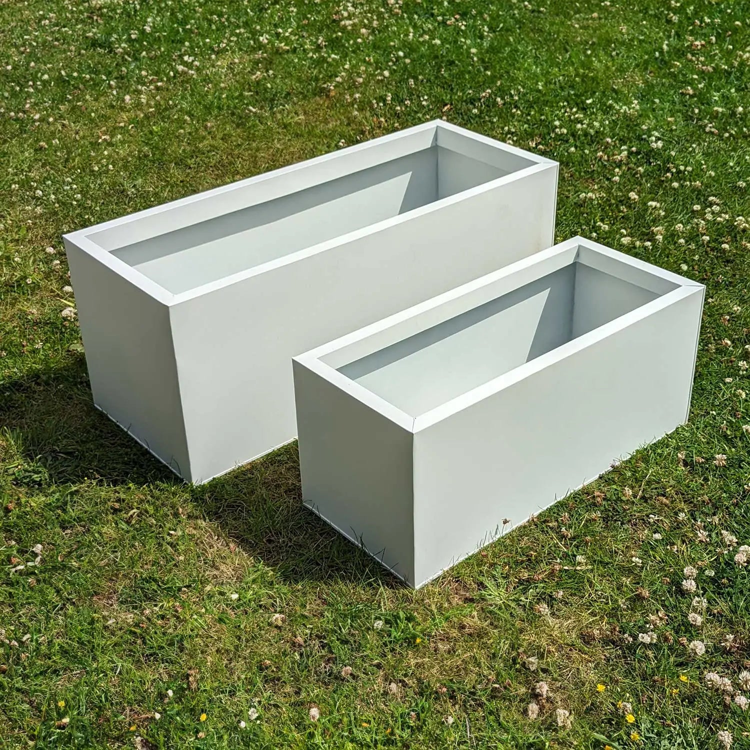 100cm Zinc Galvanised Matte White Trough Planter