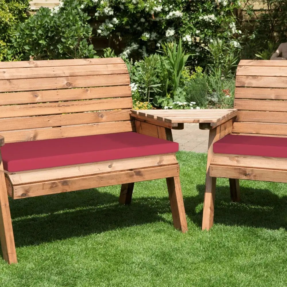 Large Burgundy Garden Benches by Woven Wood