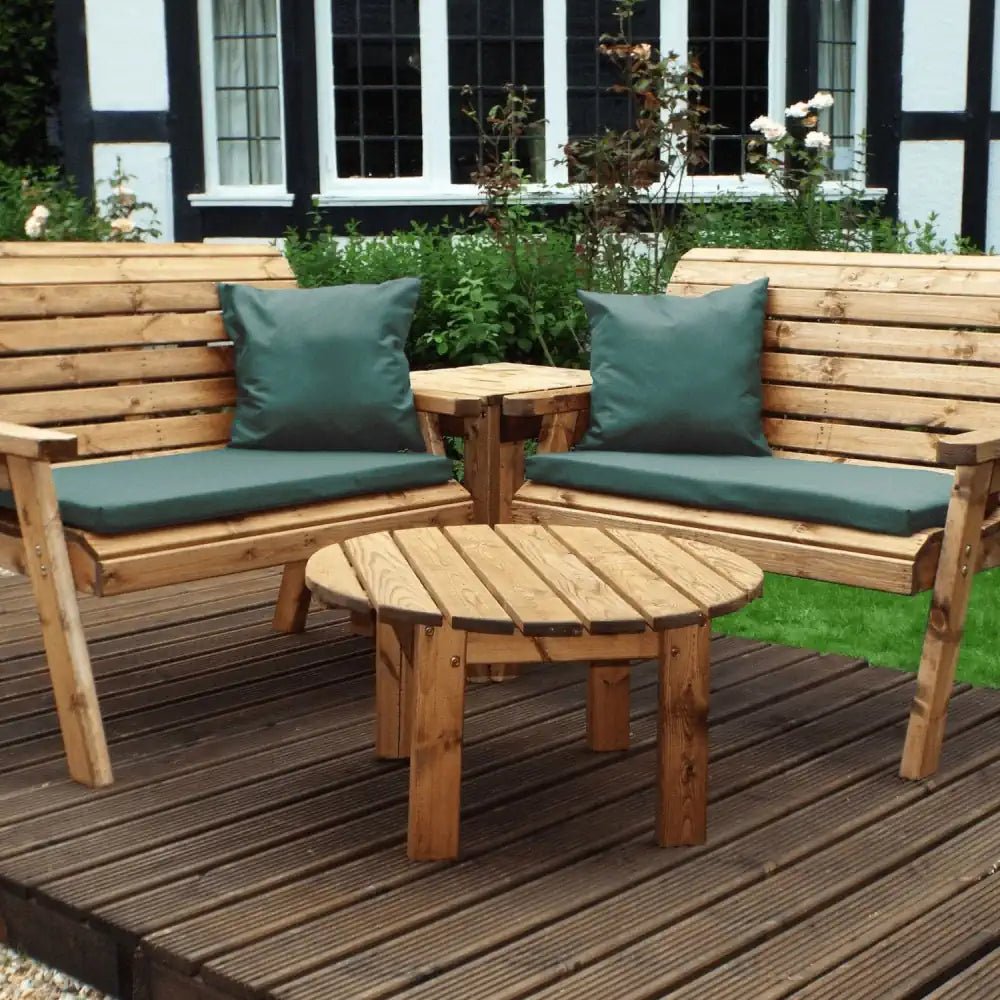 dual bench garden set for Woven Wood