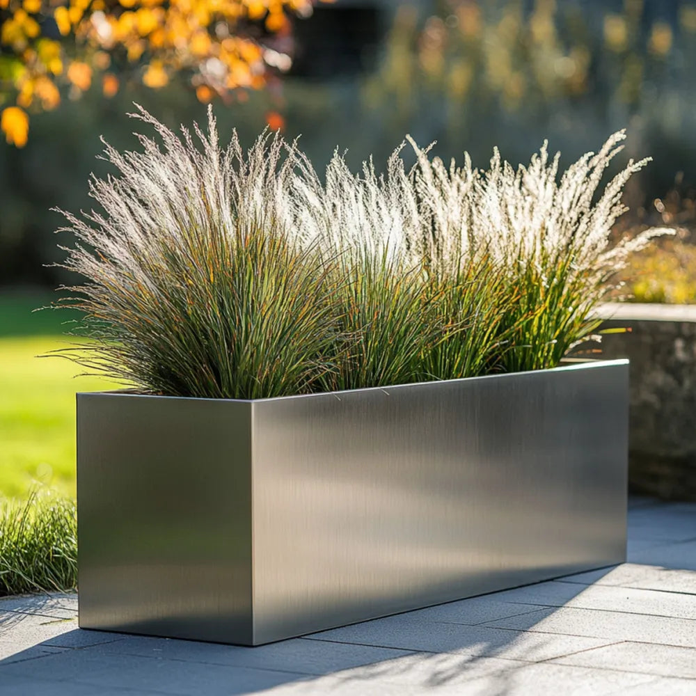 100cm Zinc Metal Galvanised Silver Trough Planter
