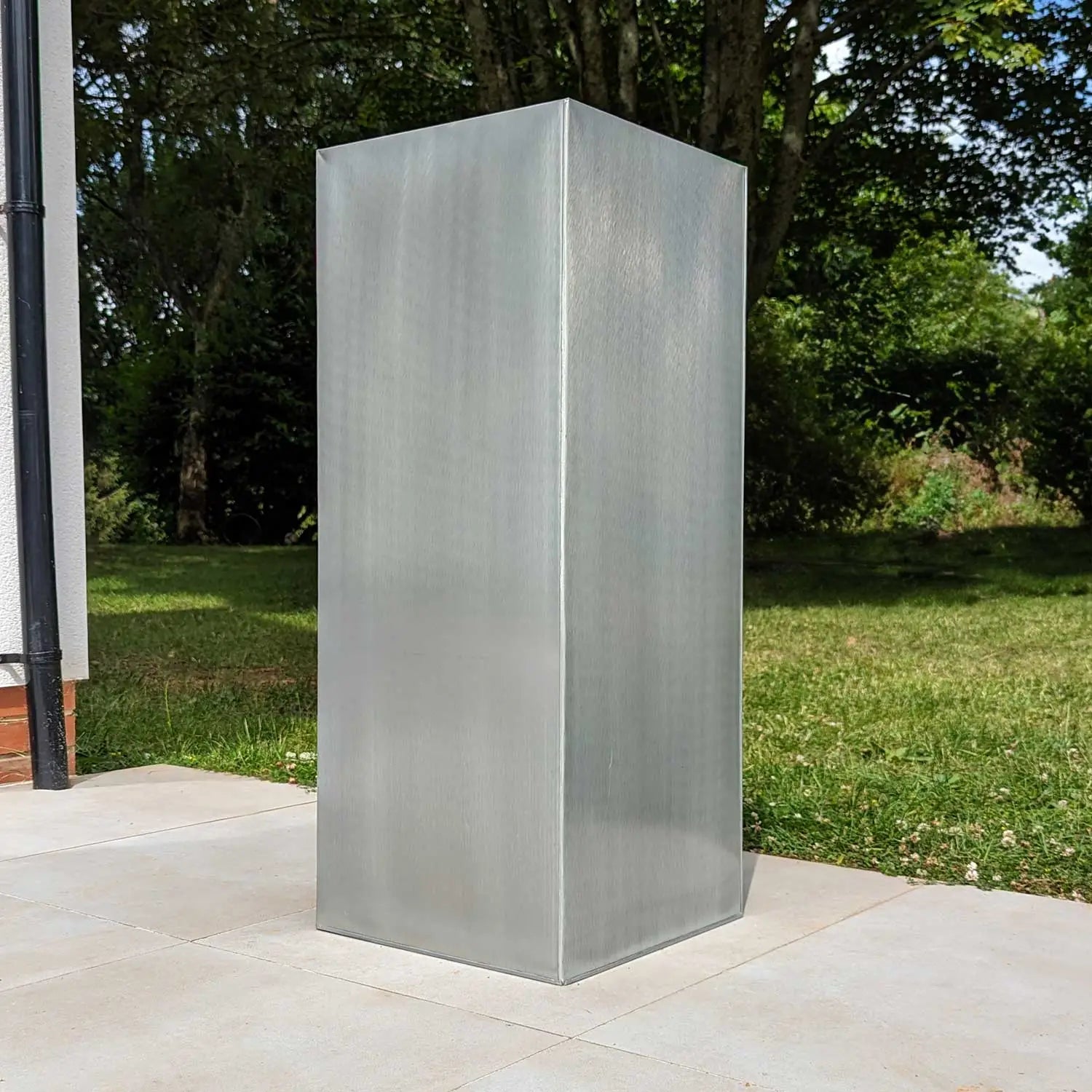 100cm Zinc Silver Tall Square Planter