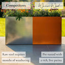 75cm Long Corten Steel 90cm Tall Trough Planter with Plate & Feet
