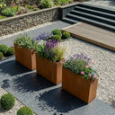 120cm Long Corten Steel 100cm Tall Trough Planter with Plate & Feet