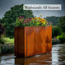 120cm Long Corten Steel 100cm Tall Trough Planter with Plate & Feet