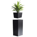 40cm Zinc Galvanised Planter Square Insert in Matte Black