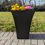 matte black textured planter flared square planters galvanised trough planters woven wood