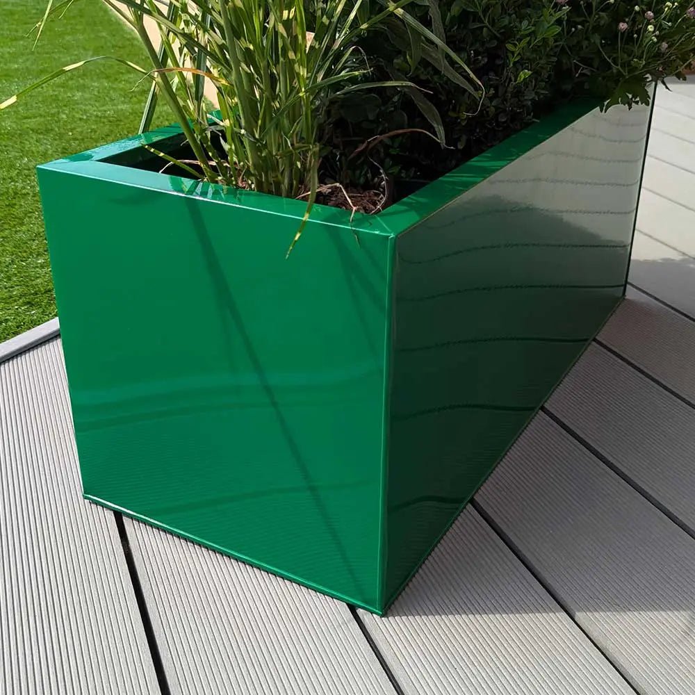 75cm Zinc Galvanised Green Trough Planter