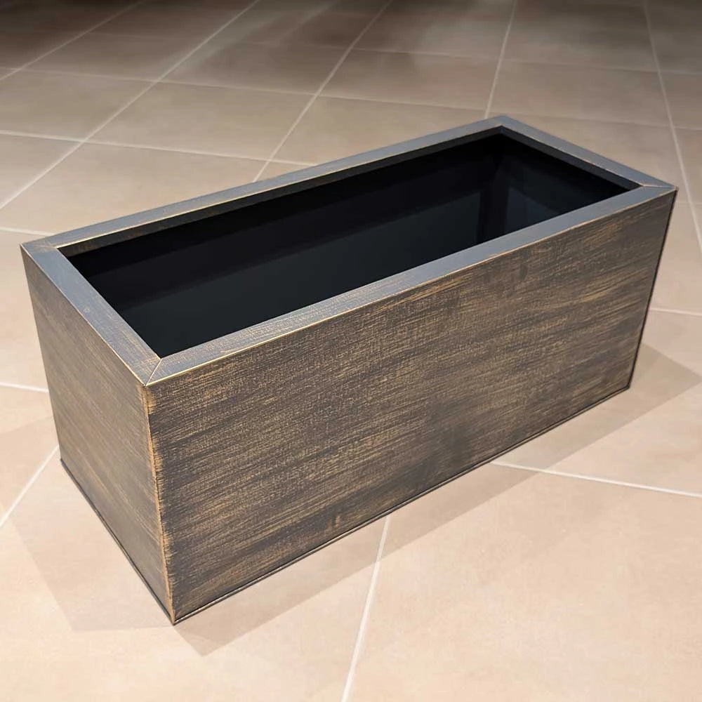 75cm Zinc Hand Finished Brushed Grey Gold Trough Planter