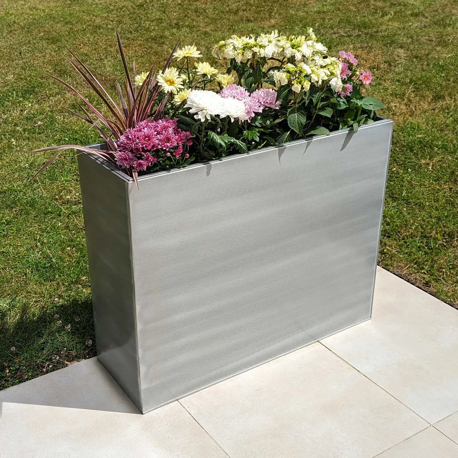 100cm Long Zinc Silver Galvanised 80cm Tall Trough Planter