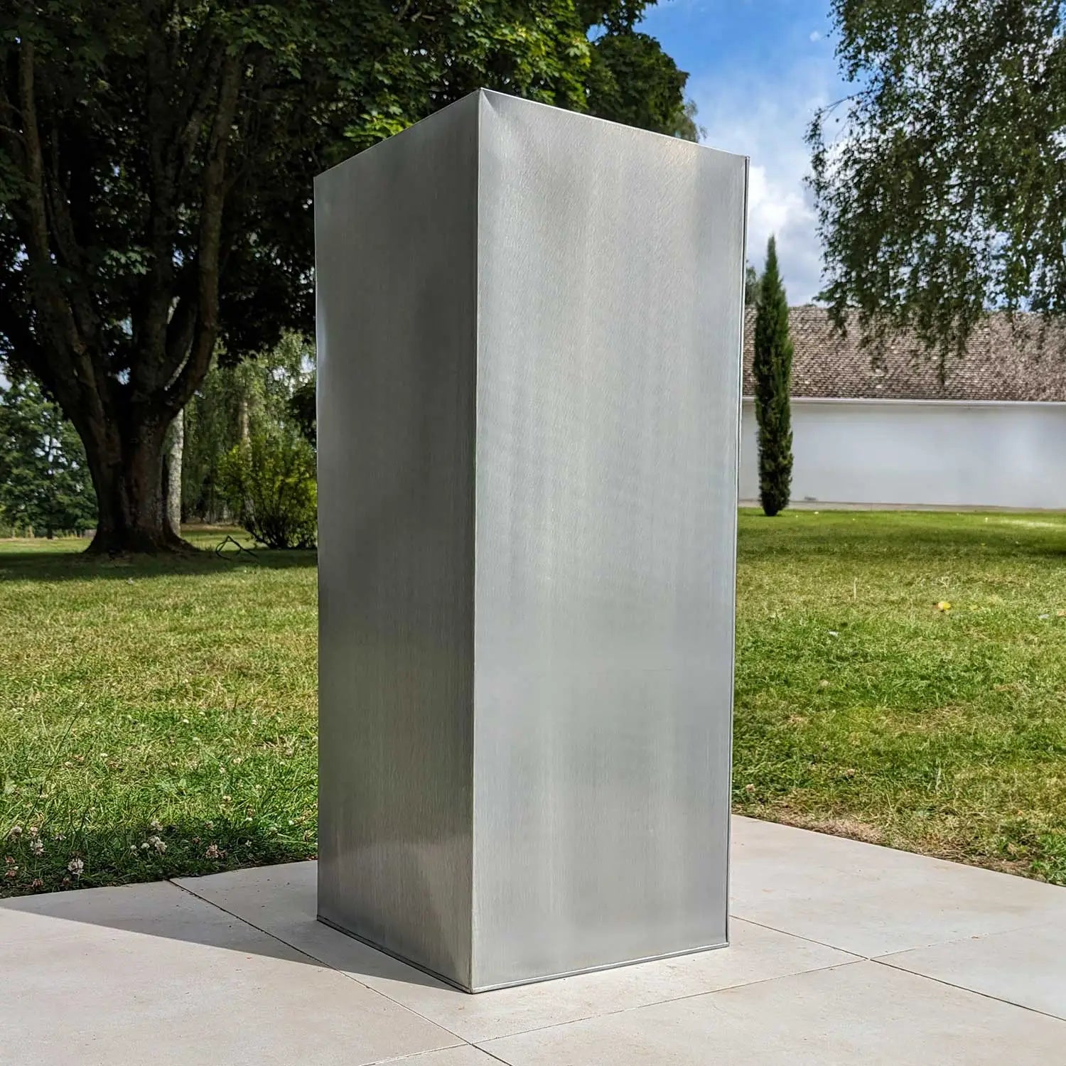 100cm Zinc Silver Tall Square Planter