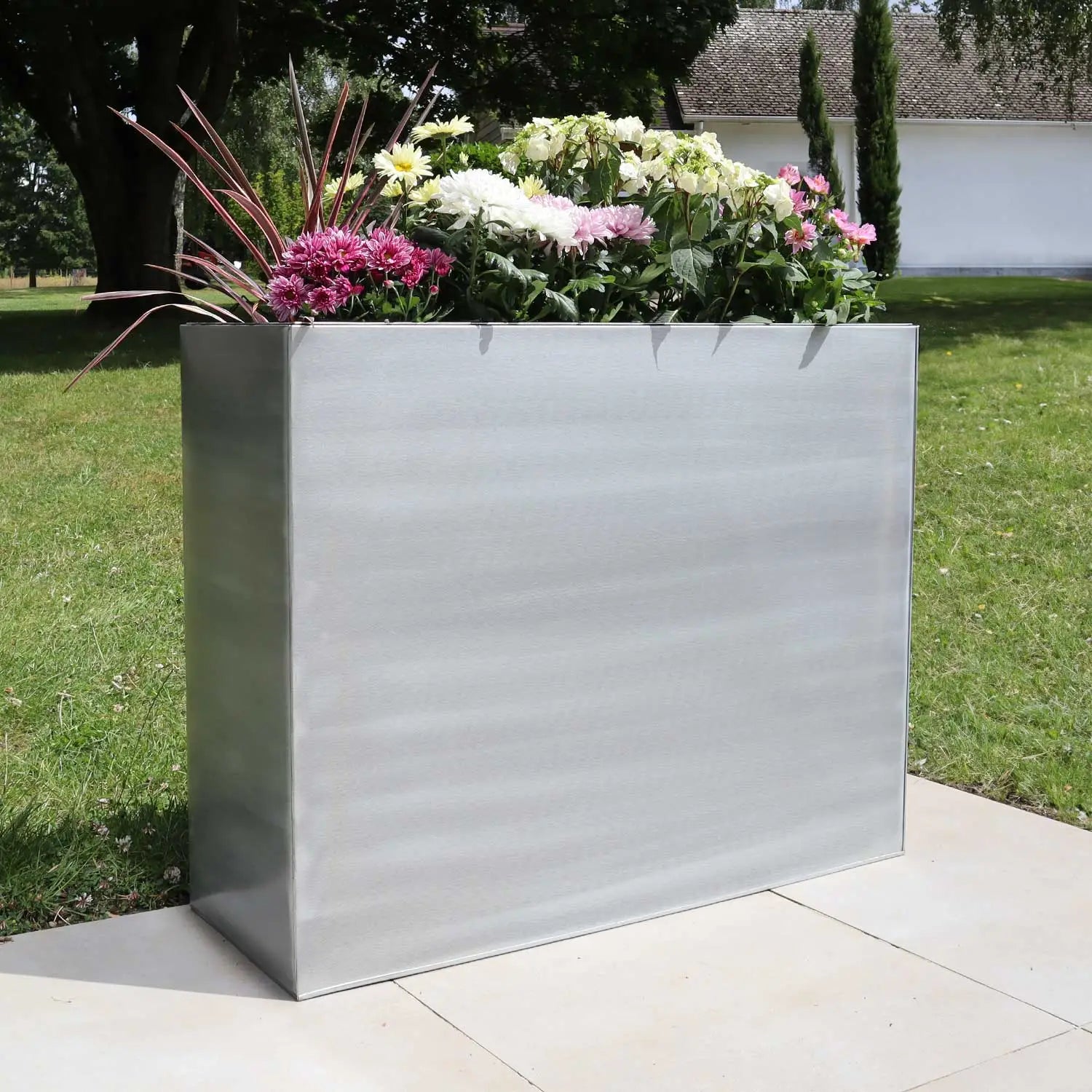 100cm Long Zinc Silver Galvanised 80cm Tall Trough Planter