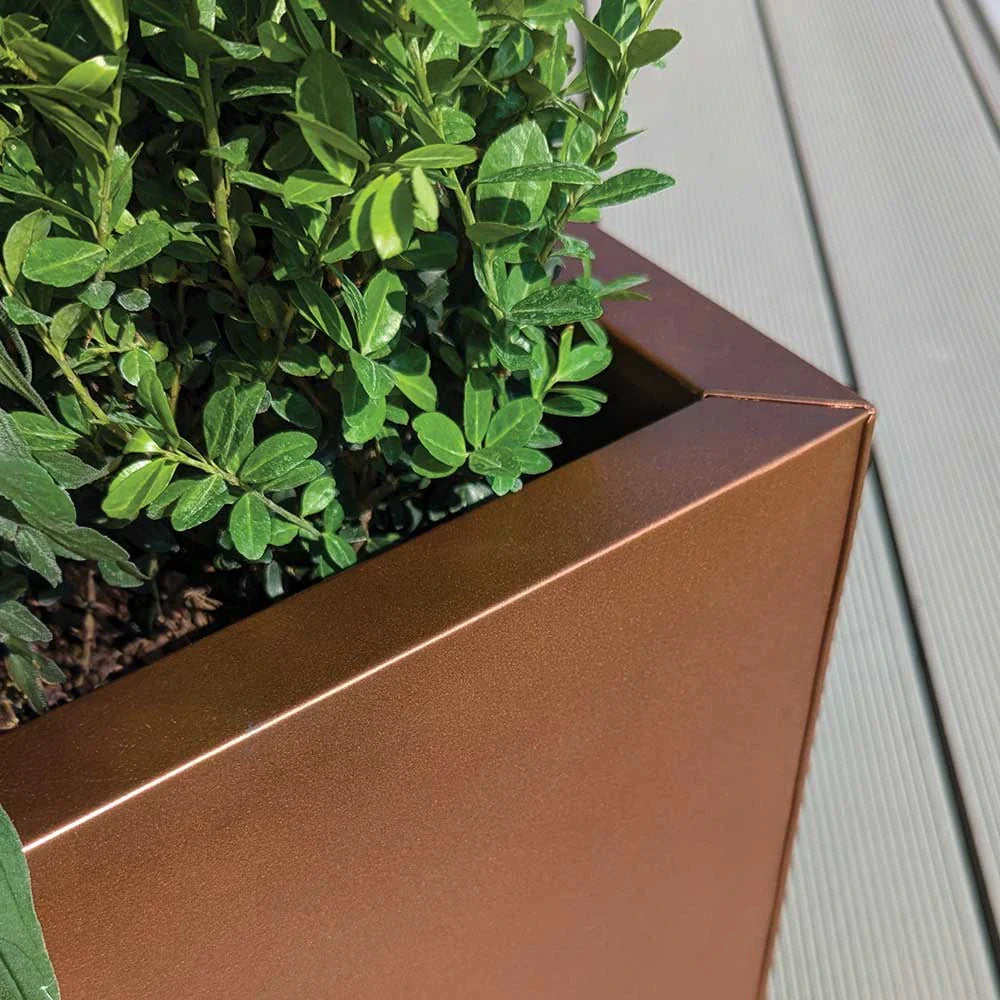 DAMAGED (READ DESCRIPTION) 75cm Zinc Galvanised Copper Finish Tall Square Planter